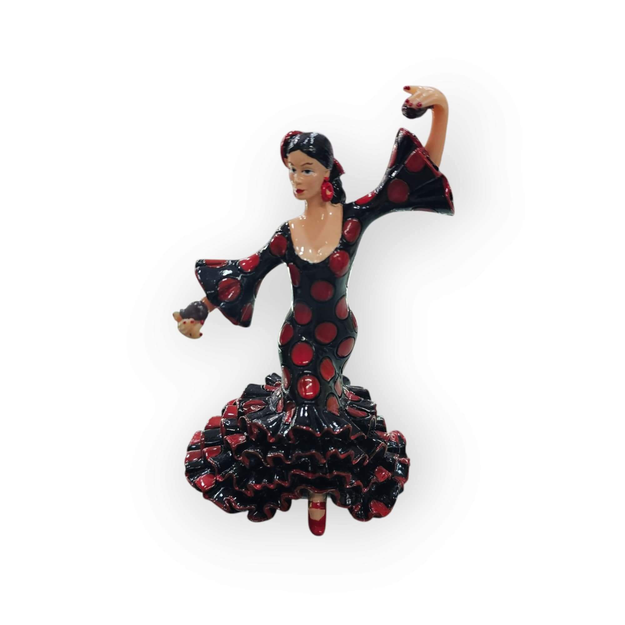 Figura Flamenca Negra y Roja 13 cm