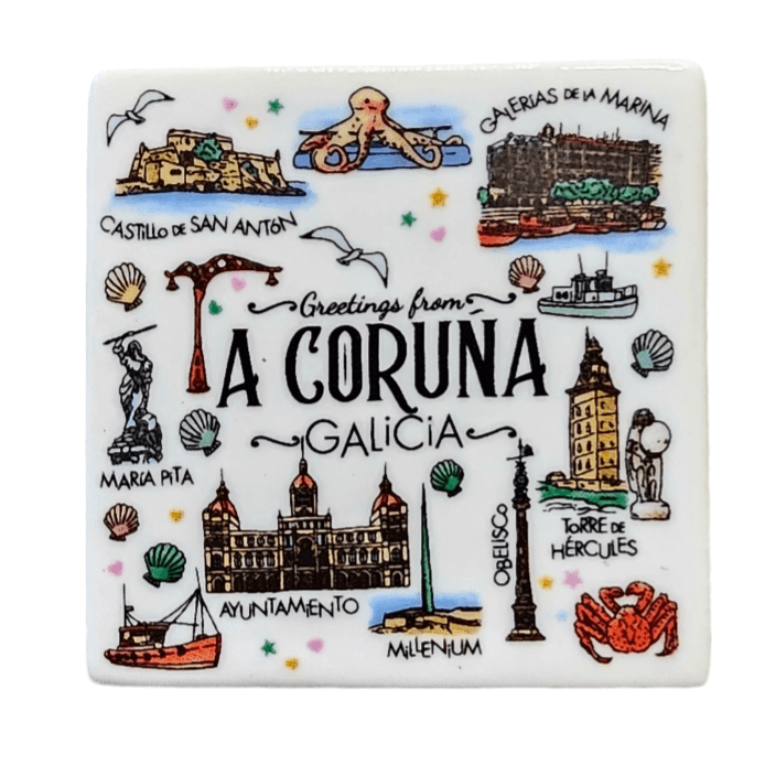 Imán placa A Coruña mate