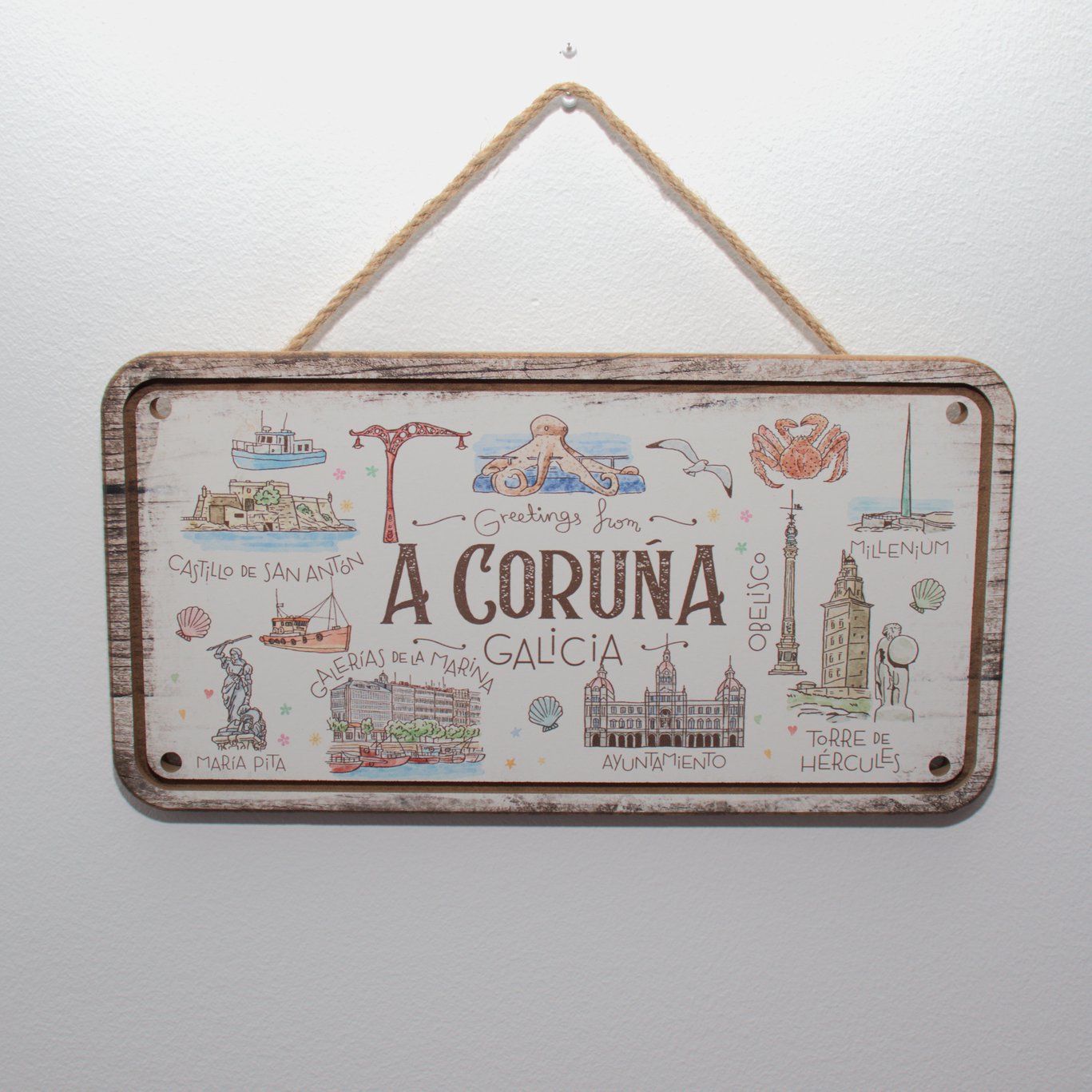 Cartel colgante A Coruña