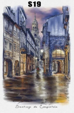 Postal ilustrada Santiago de Compostela